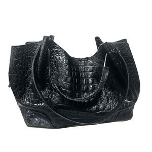 SONDRA ROBERTS Faux Crocodile Embossed Leather Shoulder Bag